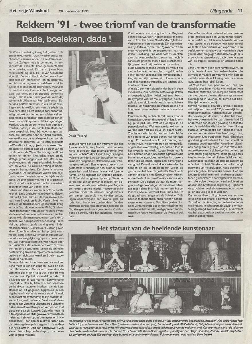 Frans Van Eyck (VEF) schrijft over André Vereecken in de krant Het Vrije Waasland. 10