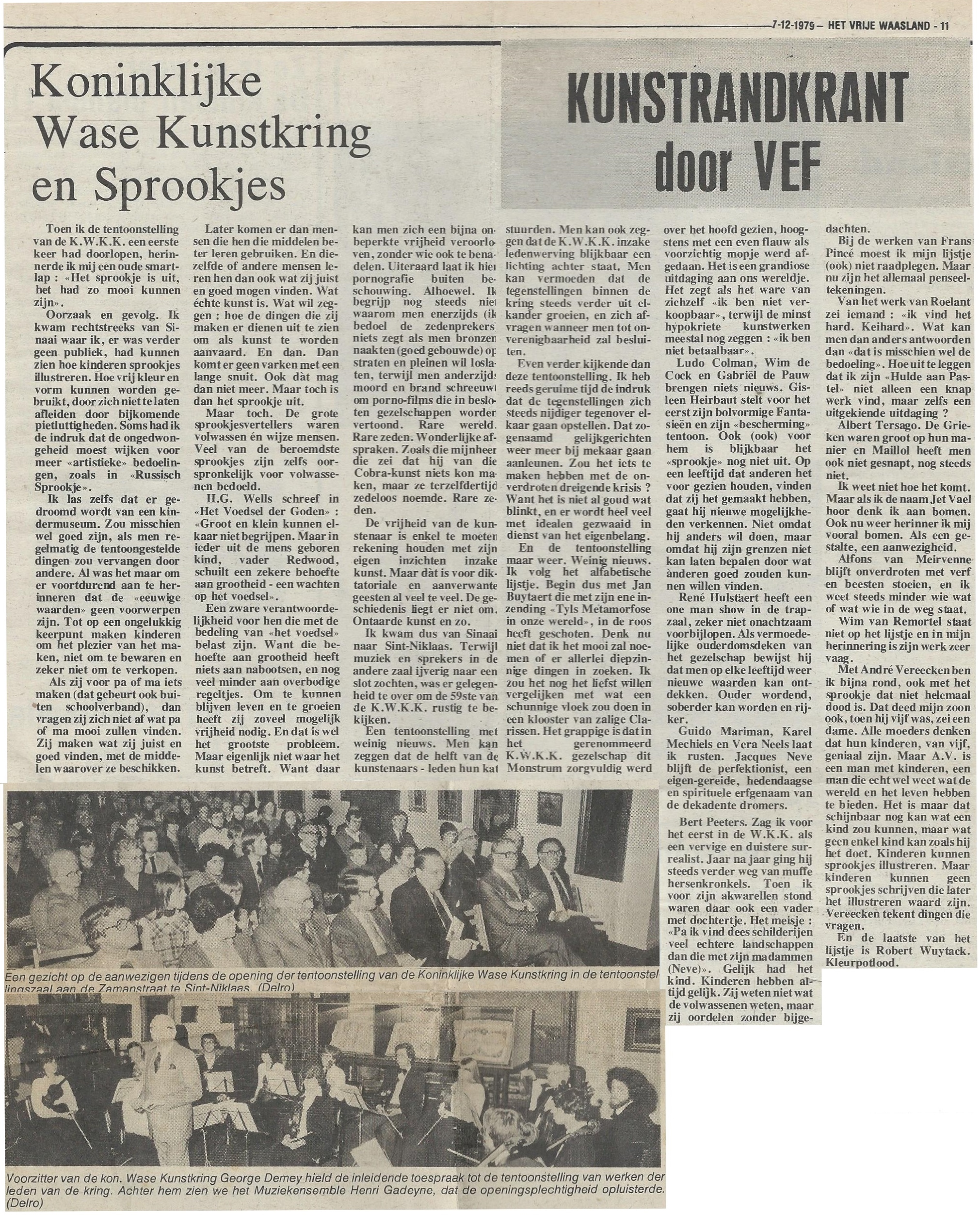 Frans Van Eyck (VEF) schrijft over André Vereecken in de krant Het Vrije Waasland. 4