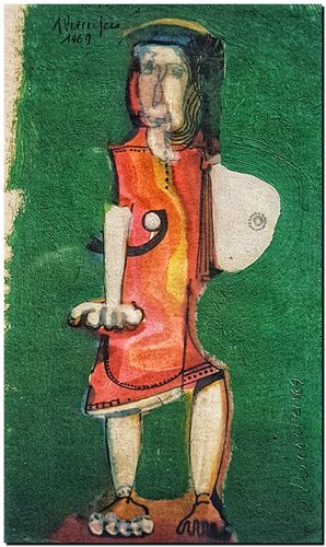 Peinture de l'artiste André Vereecken réalisée en 1969. Schilderij van kunstenaar André Vereecken gemaakt in 1969. - 1969.01 - PHOTO (alb6)