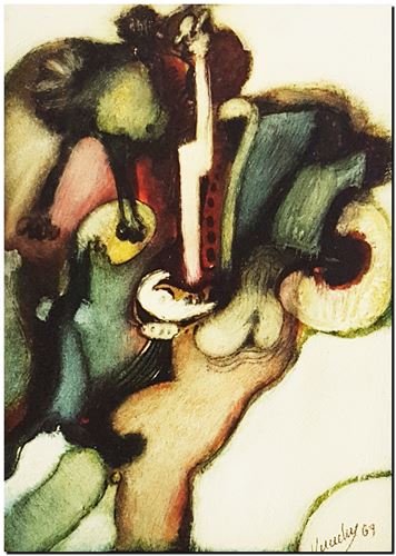 Peinture de l'artiste André Vereecken réalisée en 1969. Schilderij van kunstenaar André Vereecken gemaakt in 1969. - 1969.01 - PHOTO (alb3)