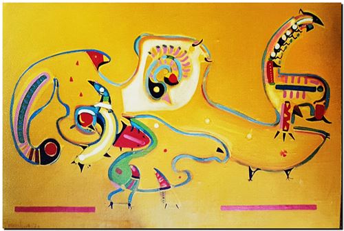 Peinture de l'artiste André Vereecken réalisée en 1970. Schilderij van kunstenaar André Vereecken gemaakt in 1970. - 1970.04 - PHOTO (alb1)