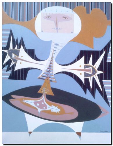 Peinture de l'artiste André Vereecken réalisée en 1972. Schilderij van kunstenaar André Vereecken gemaakt in 1972. - 1972.01 - DIAPO