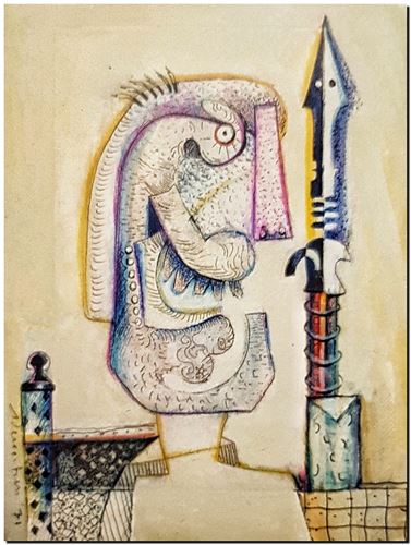 Peinture de l'artiste André Vereecken réalisée en 1972 (environ). Schilderij van kunstenaar André Vereecken gemaakt circa 1972. - 1972 (circa).54 - PHOTO (alb8)