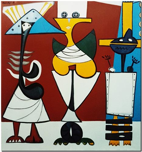 Peinture de l'artiste André Vereecken réalisée en 1972 (environ). Schilderij van kunstenaar André Vereecken gemaakt circa 1972. - 1972 (circa).74 - PHOTO (alb5)