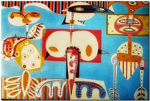 Peinture de l'artiste André Vereecken réalisée en 1972. Schilderij van kunstenaar André Vereecken gemaakt in 1972. - 1972.18 - PHOTO (alb1)