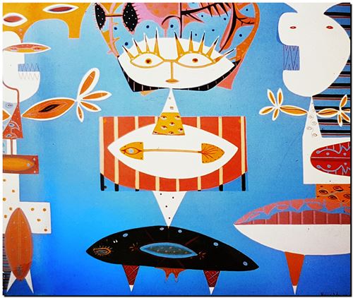 Peinture de l'artiste André Vereecken réalisée en 1972. Schilderij van kunstenaar André Vereecken gemaakt in 1972. - 1972.17 - PHOTO (alb1)