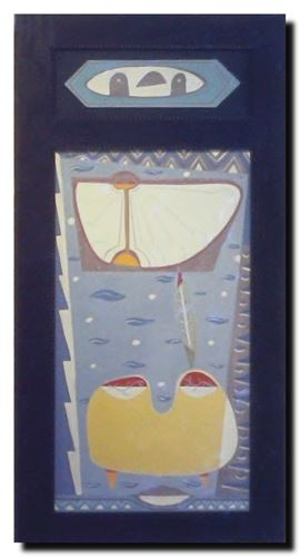 Peinture de l'artiste André Vereecken réalisée en 1972 (environ). Schilderij van kunstenaar André Vereecken gemaakt circa 1972. - 1972 (circa).01B Vrouw in spiegel Olie op paneel.