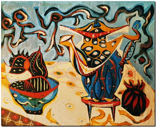 Peinture de l'artiste André Vereecken réalisée en 1972 (environ). Schilderij van kunstenaar André Vereecken gemaakt circa 1972. - 1972 (circa).80 - PHOTO (alb8)