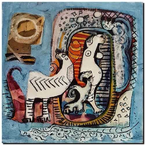 Peinture de l'artiste André Vereecken réalisée en 1972 (environ). Schilderij van kunstenaar André Vereecken gemaakt circa 1972. - 1972 (circa).53 - PHOTO (alb8)