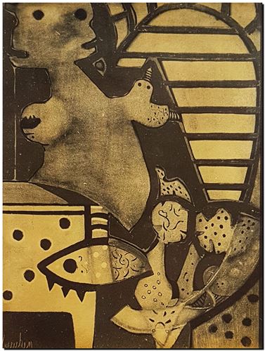 Peinture de l'artiste André Vereecken réalisée en 1972 (environ). Schilderij van kunstenaar André Vereecken gemaakt circa 1972. - 1972 (circa).52 - PHOTO (alb8)