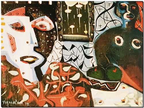 Peinture de l'artiste André Vereecken réalisée en 1972. Schilderij van kunstenaar André Vereecken gemaakt in 1972. - 1972.22 - PHOTO (alb8)