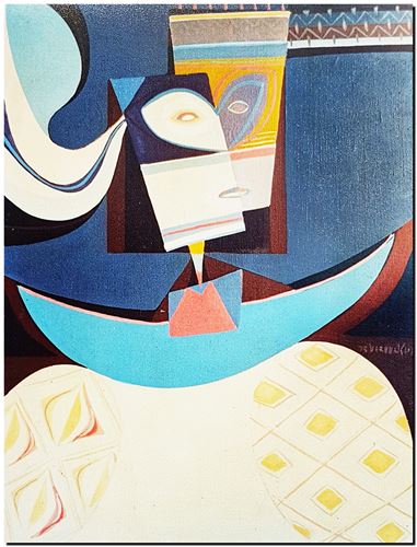 Peinture de l'artiste André Vereecken réalisée en 1973. Schilderij van kunstenaar André Vereecken gemaakt in 1973. - 1973.06 - PHOTO (alb1)