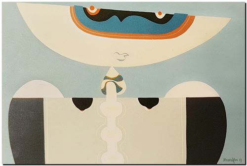 Peinture de l'artiste André Vereecken réalisée en 1973. Schilderij van kunstenaar André Vereecken gemaakt in 1973. - 1973.07 - PHOTO (alb1)