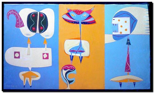 Peinture de l'artiste André Vereecken réalisée en 1973. Schilderij van kunstenaar André Vereecken gemaakt in 1973. - 1973.03 - DIAPO