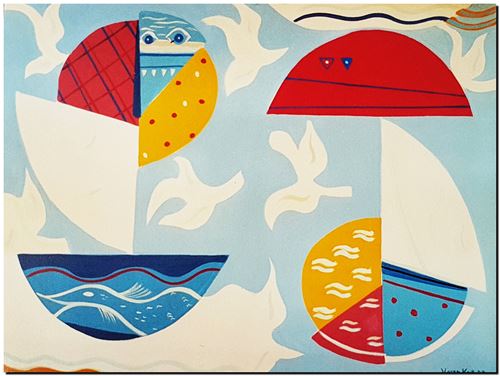 Peinture de l'artiste André Vereecken réalisée en 1973 (environ). Schilderij van kunstenaar André Vereecken gemaakt circa 1973. - 1973 (circa).49 - PHOTO (alb1)