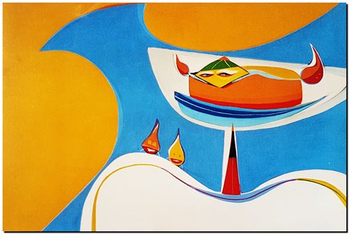 Peinture de l'artiste André Vereecken réalisée en 1973 (environ). Schilderij van kunstenaar André Vereecken gemaakt circa 1973. - 1973 (circa).45 - PHOTO (alb1)