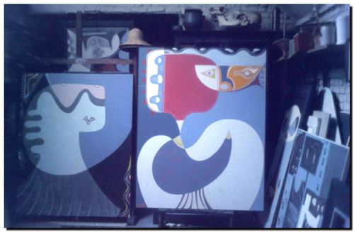 Peinture de l'artiste André Vereecken réalisée en 1973 (environ). Schilderij van kunstenaar André Vereecken gemaakt circa 1973. - 1973 (circa).32 - DIAPO