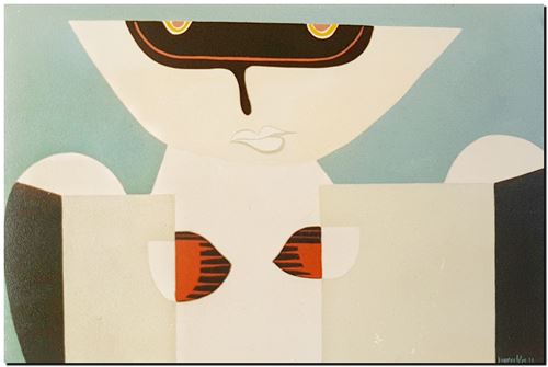 Peinture de l'artiste André Vereecken réalisée en 1973. Schilderij van kunstenaar André Vereecken gemaakt in 1973. - 1973.11 - PHOTO (alb1)