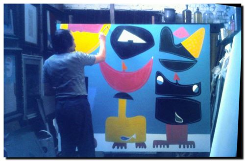 Peinture de l'artiste André Vereecken réalisée en 1976. Schilderij van kunstenaar André Vereecken gemaakt in 1976. - 1976.02 - DIAPO