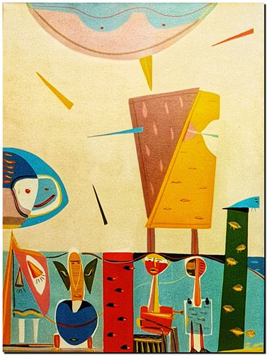 Peinture de l'artiste André Vereecken réalisée en 1976 (environ). Schilderij van kunstenaar André Vereecken gemaakt circa 1976. - 1976.05 (circa).01 - PHOTO (alb1)