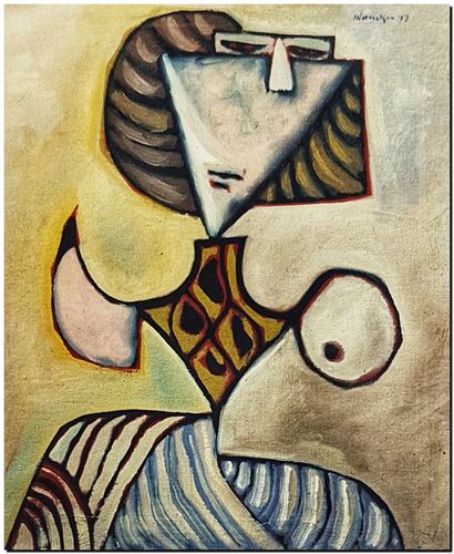 Peinture de l'artiste André Vereecken réalisée en 1977. Schilderij van kunstenaar André Vereecken gemaakt in 1977. - 1977.04 - PHOTO (alb5)