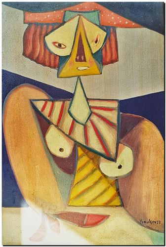 Peinture de l'artiste André Vereecken réalisée en 1977. Schilderij van kunstenaar André Vereecken gemaakt in 1977. - 1977.03 - PHOTO (alb5)