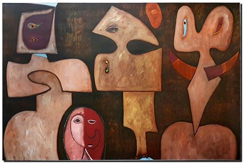 Peinture de l'artiste André Vereecken réalisée en 1977. Schilderij van kunstenaar André Vereecken gemaakt in 1977. - 1977.05 - PHOTO (alb10)