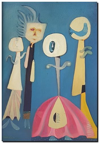 Peinture de l'artiste André Vereecken réalisée en 1977. Schilderij van kunstenaar André Vereecken gemaakt in 1977. - 1977.05 - PHOTO (alb10)