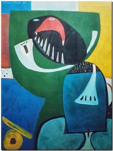 Peinture de l'artiste André Vereecken réalisée en 1978. Schilderij van kunstenaar André Vereecken gemaakt in 1978. - 1978.12 - PHOTO (alb6)