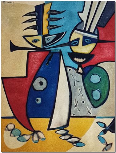 Peinture de l'artiste André Vereecken réalisée en 1978. Schilderij van kunstenaar André Vereecken gemaakt in 1978. - 1978.11 - PHOTO (alb3)