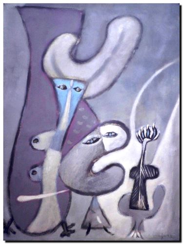 Peinture de l'artiste André Vereecken réalisée en 1978. Schilderij van kunstenaar André Vereecken gemaakt in 1978. - 1978.010 - DIAPO