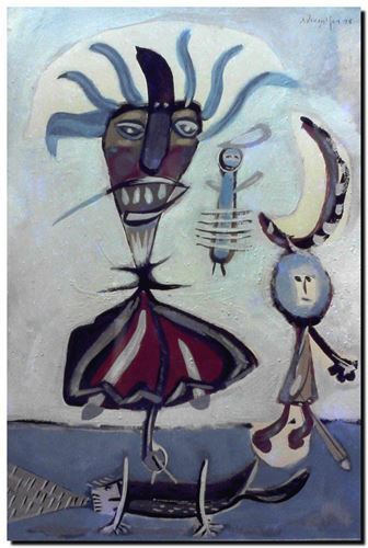 Peinture de l'artiste André Vereecken réalisée en 1978. Schilderij van kunstenaar André Vereecken gemaakt in 1978. - 1978.04 - DIAPO