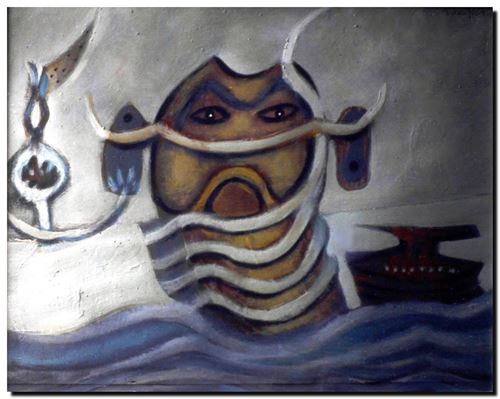 Peinture de l'artiste André Vereecken réalisée en 1978. Schilderij van kunstenaar André Vereecken gemaakt in 1978. - 1978.19B - DIAPO