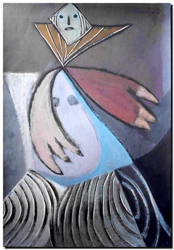 Peinture du peintre belge André Vereecken réalisée en 1980. Schilderij van de Belgische kunstschilder André Vereecken gemaakt in 1980. - 1980.06 - DIAPO