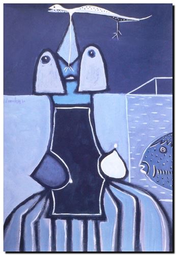 Peinture du peintre flamand André Vereecken réalisée en 1980. Schilderij van de Vlaamse kunstschilder André Vereecken gemaakt in 1980. - 1980.02 - DIAPO