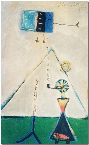 Peinture surrealiste de l’artiste peintre André Vereecken réalisée vers 1980. Surrealistisch schilderij van schilder André Vereecken gemaakt rond 1980. - 1980 (circa).33 - PHOTO (alb6)