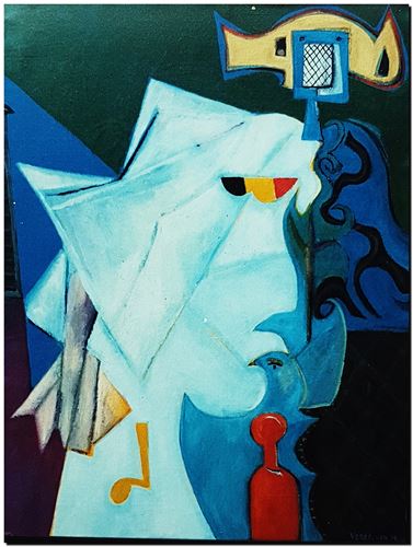 Peinture de l'artiste flamand André Vereecken réalisée vers 1980. Schilderij van de Vlaamse kunstenaar André Vereecken gemaakt circa 1980. - 1980 (circa).24 - PHOTO (alb3)