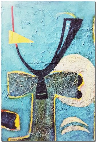 Peinture surrealiste de l’artiste peintre André Vereecken réalisée vers 1980. Surrealistisch schilderij van schilder André Vereecken gemaakt rond 1980. - 1980 (circa).19 - PHOTO (alb3)