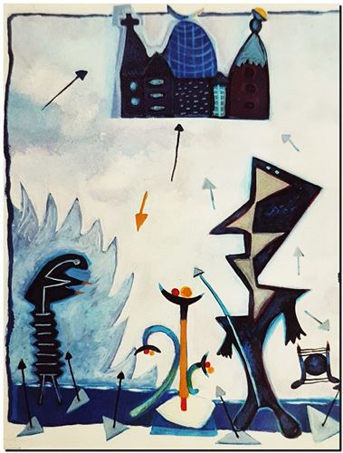 Peinture de l'artiste flamand André Vereecken réalisée vers 1980. Schilderij van de Vlaamse kunstenaar André Vereecken gemaakt circa 1980.- 1980 (circa).14 - PHOTO (alb3)