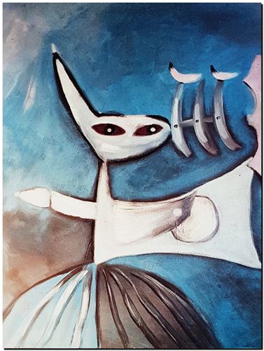 Peinture surrealiste de l’artiste peintre André Vereecken réalisée vers 1980. Surrealistisch schilderij van schilder André Vereecken gemaakt rond 1980. - 1980 (circa).11 - PHOTO (alb1)