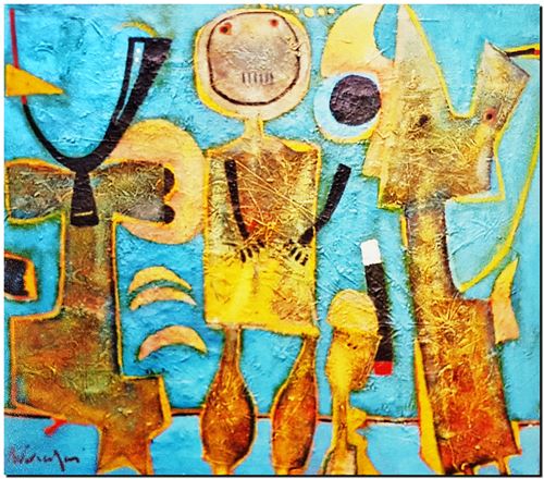 Peinture de l'artiste flamand André Vereecken réalisée vers 1980. Schilderij van de Vlaamse kunstenaar André Vereecken gemaakt circa 1980. - 1980 (circa).60 - PHOTO (alb3)