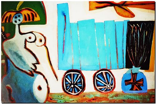 Peinture de l'artiste flamand André Vereecken réalisée vers 1980. Schilderij van de Vlaamse kunstenaar André Vereecken gemaakt circa 1980. - 1980 (circa).59 - PHOTO (alb3)