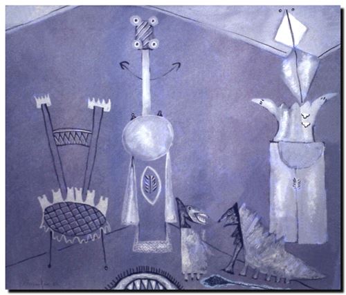 Peinture de l'artiste belge André Vereecken réalisée vers 1980. Schilderij van de Belgische kunstenaar André Vereecken gemaakt circa 1980. - 1980 (circa).51 - DIAPO