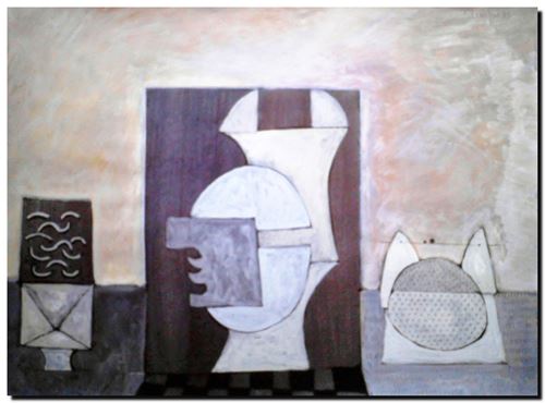 Peinture de l'artiste flamand André Vereecken réalisée vers 1980. Schilderij van de Vlaamse kunstenaar André Vereecken gemaakt circa 1980. - 1980 (circa).45 - DIAPO