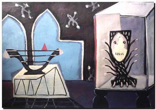 Peinture du peintre flamand André Vereecken réalisée en 1980. Schilderij van de Vlaamse kunstschilder André Vereecken gemaakt in 1980. - 1980.19 - DIAPO