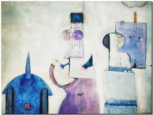 Peinture du peintre flamand André Vereecken réalisée en 1983. Schilderij van de Vlaamse kunstschilder André Vereecken gemaakt in 1983 - 1983.13 - PHOTO (alb3)