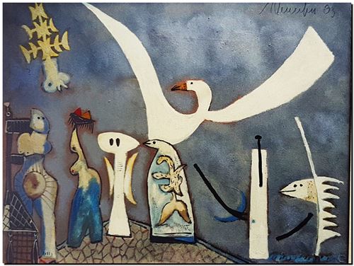 Peinture du peintre flamand André Vereecken réalisée en 1983. Schilderij van de Vlaamse kunstschilder André Vereecken gemaakt in 1983.. - 1983.10 - PHOTO (alb3)