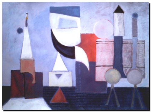 Peinture surrealiste de l’artiste peintre André Vereecken réalisée en 1983. Surrealistisch schilderij van schilder André Vereecken gemaakt in 1983.. - 1983.03 - DIAPO