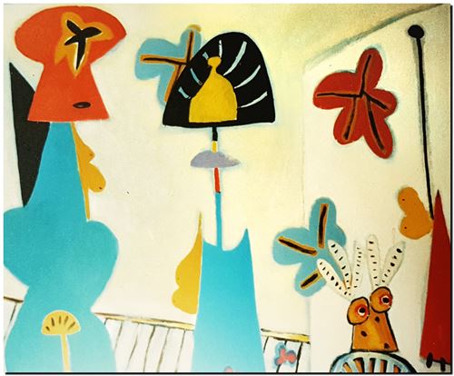 Peinture de l'artiste flamand André Vereecken réalisée vers 1986. Schilderij van de Vlaamse kunstenaar André Vereecken gemaakt circa 1986. - 1986 (circa).06 - PHOTO (alb3)