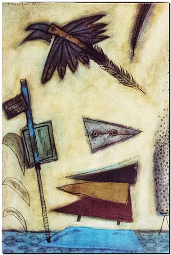 Œuvre d'art de l'artiste André Vereecken réalisée en 1989. Kunstwerk van de kunstenaar André Vereecken gemaakt in 1989. - 1989.04 - PHOTO (alb4)